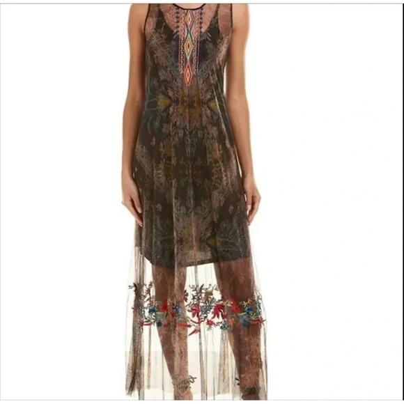 Johnny Was Biya Sheet Maxi Dress Size Small Color Black Brown - Picture 1 of 6